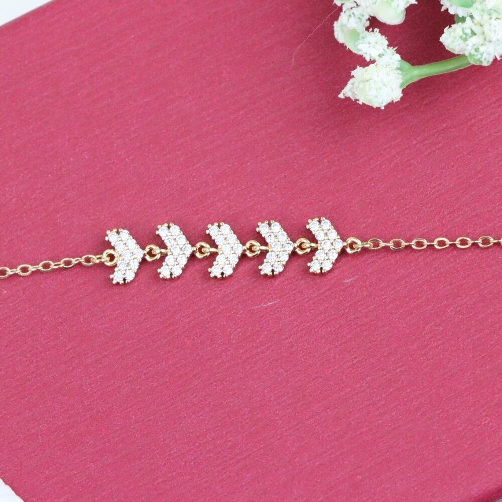 Elegant Rose Gold Bracelet with Sparkling Leaf Cluster Design, XPBL0715 ✔ Craf